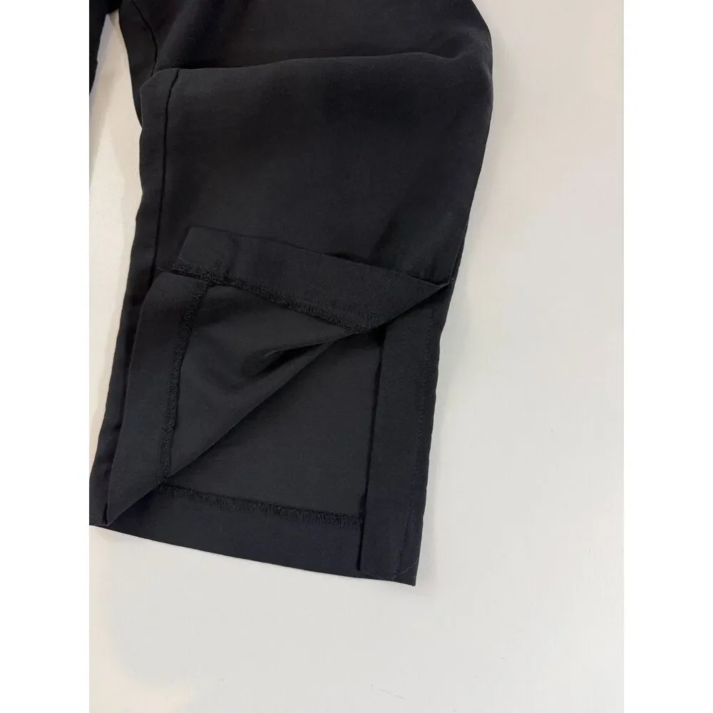 H&M Womens Size 4 Black Wide Leg Pants Linen Blend High Rise Trousers